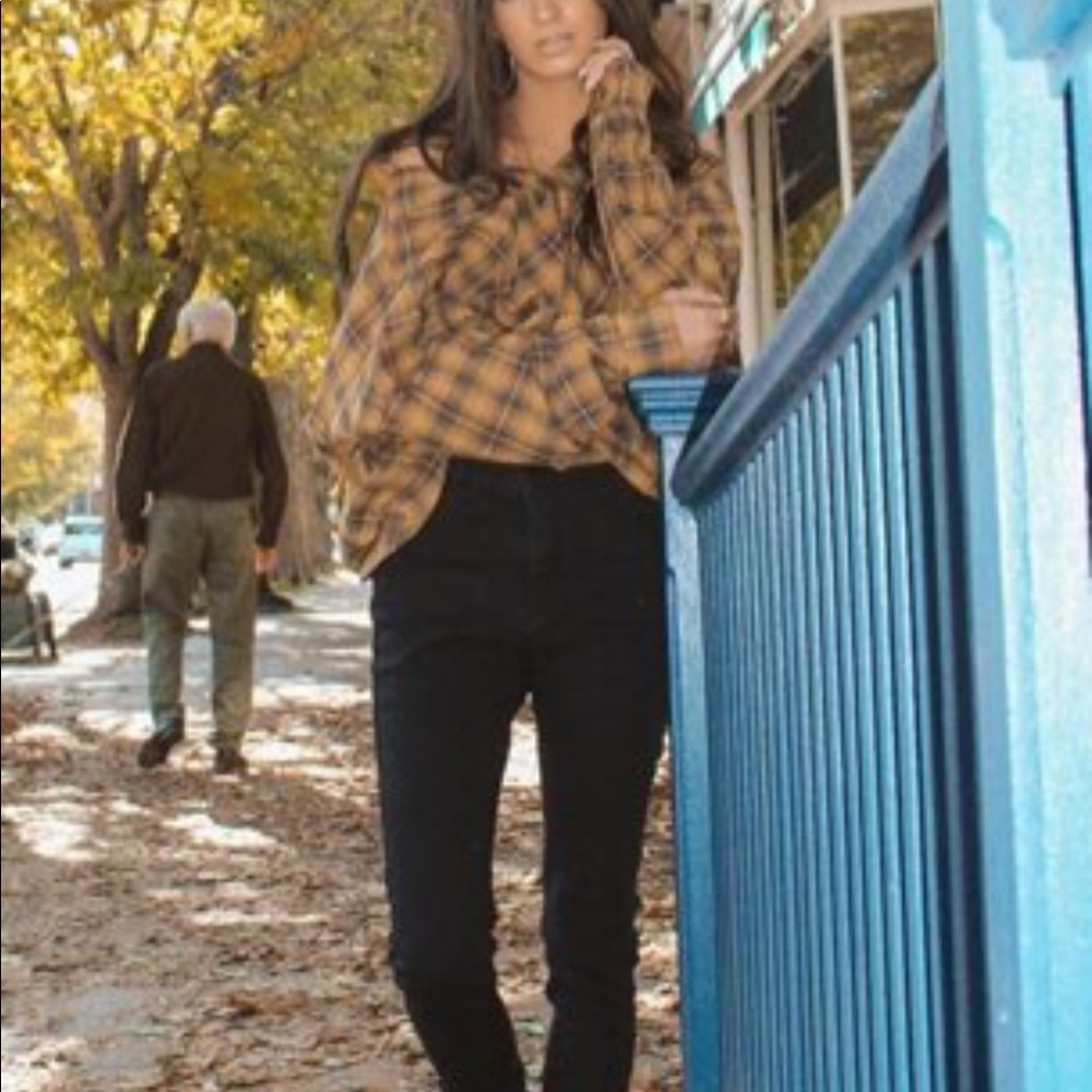 Dip Hem Oversized Tartan Shirt